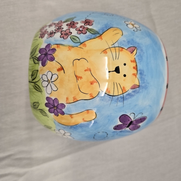 Hausenware Cat Kitten Butterfly Fish Birds Floral Ceramic Cookie Jar Vintage - Picture 11 of 16